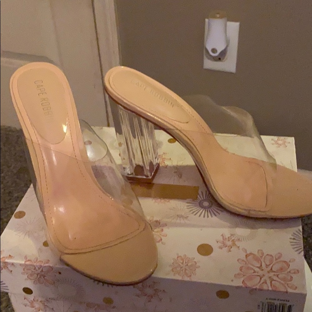 Fashion Nova Cape Robbin Strapless lucite sandal